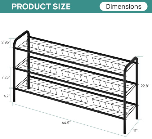 Closet, 3-Tier 15-18 viewcare Long Shoe Rack for Extra Long Shoe Rack for Entryway & Garage, Sturdy Metal Construction
