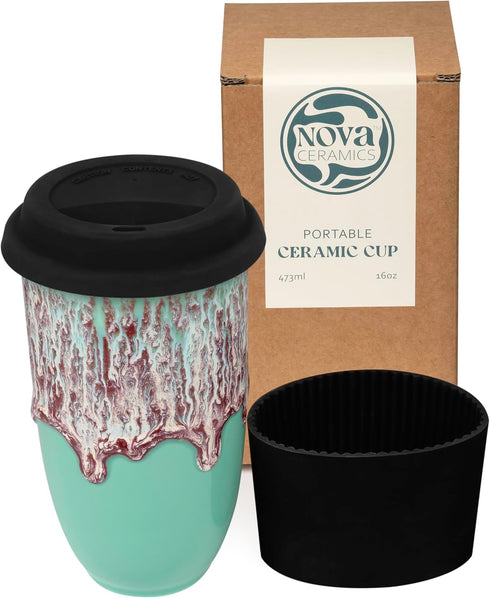 NOVA CERAMICS Travel Mug On the Go Coffee Tumbler Microwave & Dishwasher