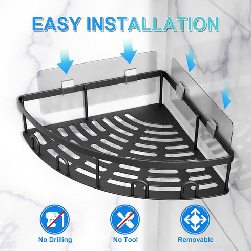 2 Pack Corner Shower Caddy, Adhesive Bathroom Shower Corner Organizer Shelf, No Drilling Rustproof Wall Mounted Shower
