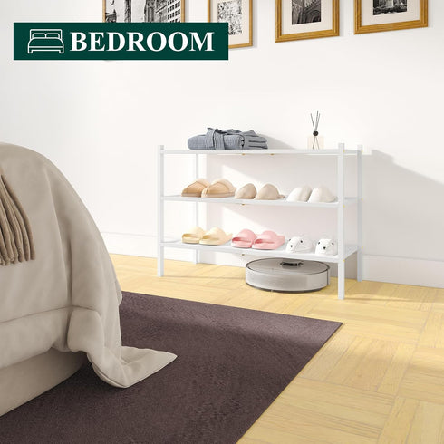 3 Closet, Smiry Bamboo Shoe Rack, Tier Shoe Organizer for Entryway & Stackable Free Standing Storage Shelf for Shoes