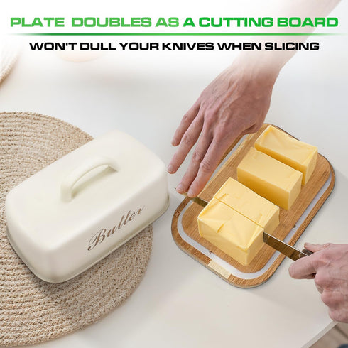 Plexon Counter Counter Metal Butter Dish with Lid and Handle, Covered Butter Dish Airtight, Cute Butter Keeper