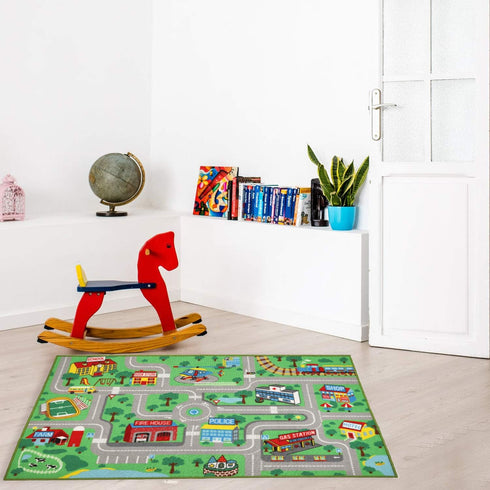 5.2x3.3 Yincimar Kids Play Rug for Playroom ft Town City Road Map Car Mat Play Mat Educational Learning Carpet Area Rug