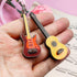 2PCS 1:12 Suartus Mini Musical Instrument Guitar Wooden Bass Guitar Model Display Ornaments for Mini Music Room