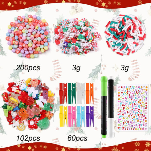 60 Set Kit,60 111 200 Backpacks JOICEE DIY Christmas Clothespins Colored Wooden Clothes Pins Mini Resin Figures Bows