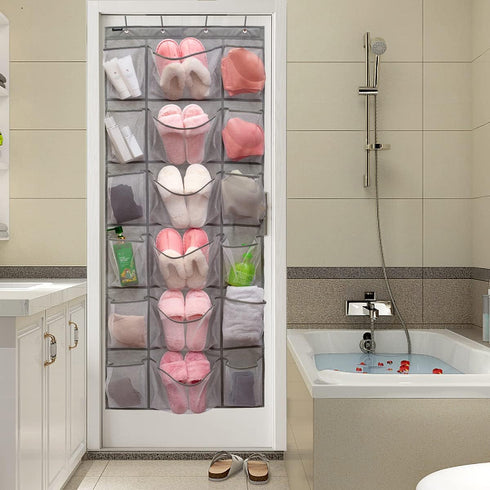 Over The Door Hanging Shoe Rack Organizer - 18 Pockets with 6 Extra Large Mesh Pockets for Shoe Holder Storage
