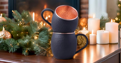STAGLIFE 16 Oz Black Matte Moscow Mule Mugs, Genuine Copper Cups Set of 2 for Drinking Gifts
