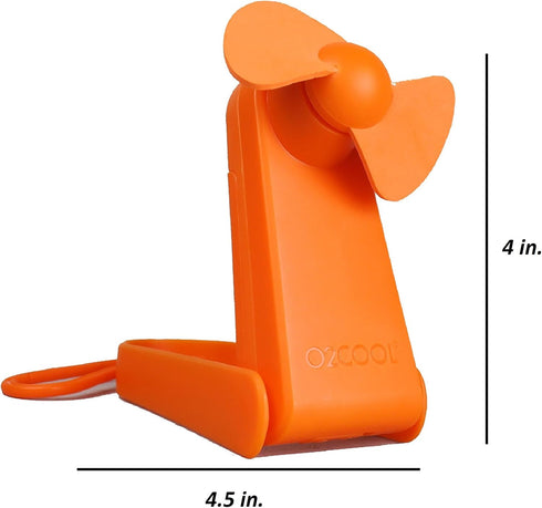 O2COOL Personal Battery Pocket and Table Desk Fan - Carabiner Clip - Flip Down Stand - Quiet - Foam Blades - Orange by O2COOL