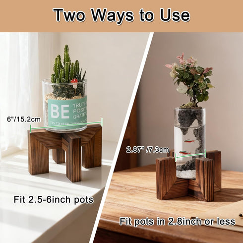 2.5-6 inch Vigordream Plant Stand, Indoor/Outdoor Wood Plant Holder, Single Flower Pot Stand, Sturdy Planter Stands