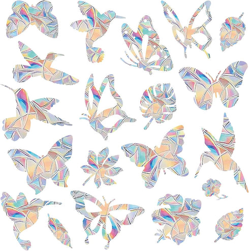 Lystaii 38 Pcs Window Clings, Rainbow Decals for Anti Collision Bird Strikes on Glass Windows