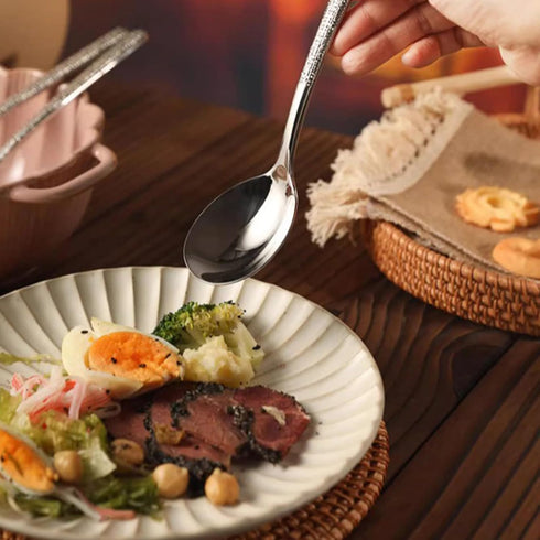 Premium 18/10 Stainless Steel Large Round Soup Spoons, 8.2" Long, Dishwasher Safe, 2 Pack