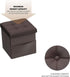 Lavish Home Foldable Storage Cube Ottoman with Pocket Tufted Faux Leather Footrest Organizer for Bedroom, Living Room