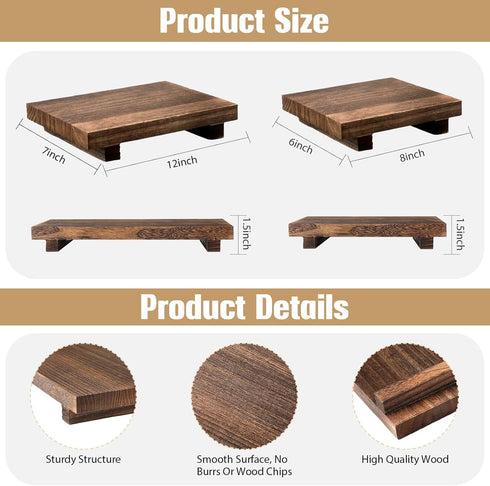 2 Counter Tiamon Pcs Wood Pedestal Stand Riser Wood Riser Soap Stand for Bathroom Farmhouse Soap Tray for Home Kitchen