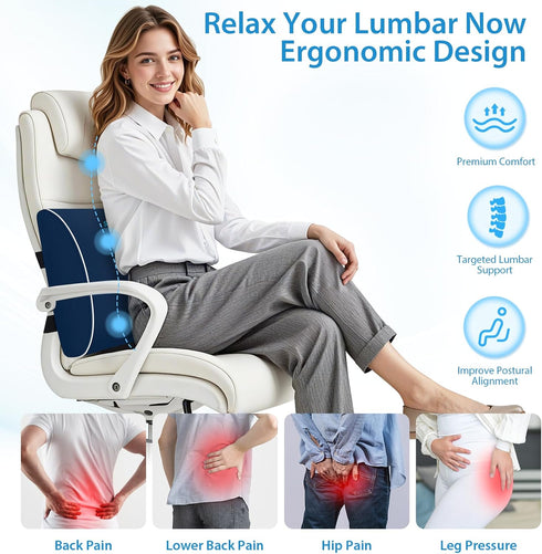 SweetSlubr Lumbar Support Pillow for Office Chair, Car Seats and Home Desks, Ergonomic Back Support with Double