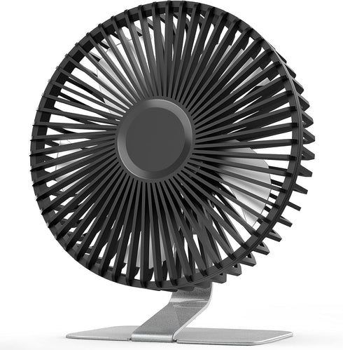 SLENPET 6 inch USB Desk Fan, Adjustable Tilt, 4 Speeds, Ultra-quiet, Portable Metal Base, Silver
