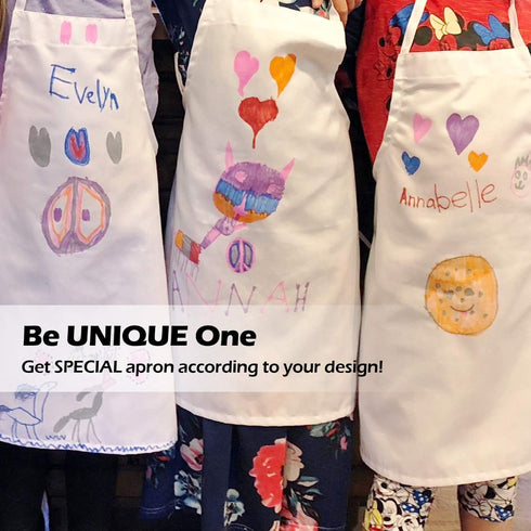 Novelty Place Kid's Apron with Chef Hat Set (3 Set), Skin-friendly Children’s Bib with Pocket for Cooking, Baking,