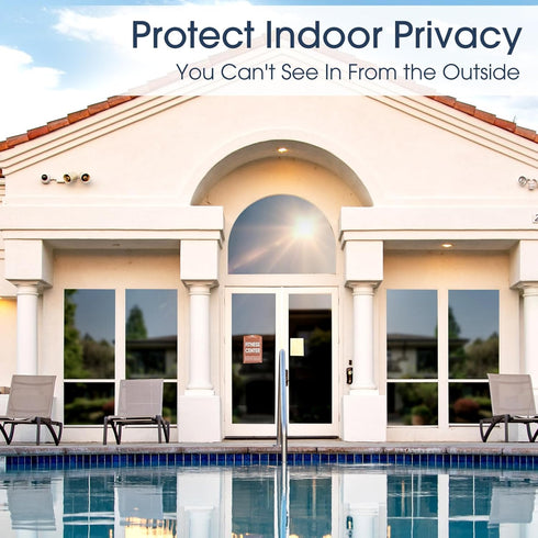 Coavas One Way Privacy Window Film, 17.5 Inch X 6.5 Feet, Reflective Sun Blocking Heat Control Anti UV Non-Adhesive