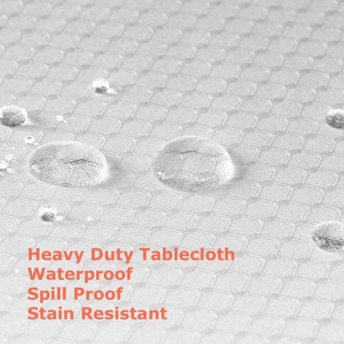 Tektrum Heavy Duty 70 inch Round Elegant Waffle Weave Check Jacquard Tablecloth, Waterproof/Stain Resistant (White)