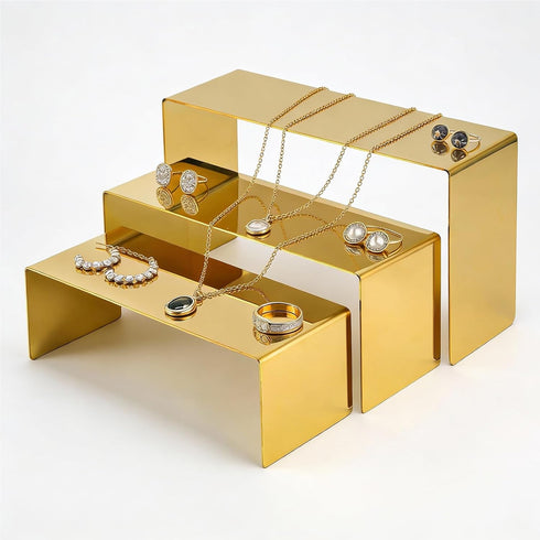 Set 3, Countertop Bag Display Stand Gold Purse Display ,Stainless Steel Heavy Duty Handbag Display Stand Shoe Rack