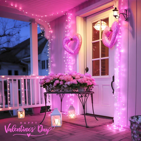 2 Pack 33ft 100 8 JMEXSUSS Pink String Lights Battery Operated Rope Lights Outdoor, LED Battery Powered Christmas