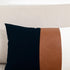 12x20 Set 2, Lumbar Pillow Covers of Reversible Black White Cotton & Brown Leather Patchwork Pillow Case for Sofa Bed