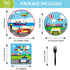 96 Set 24 gisgfim Pcs Transportation Plates and Napkins Party Supplies Car Tableware Bus Train Plane Ship Traffic Light