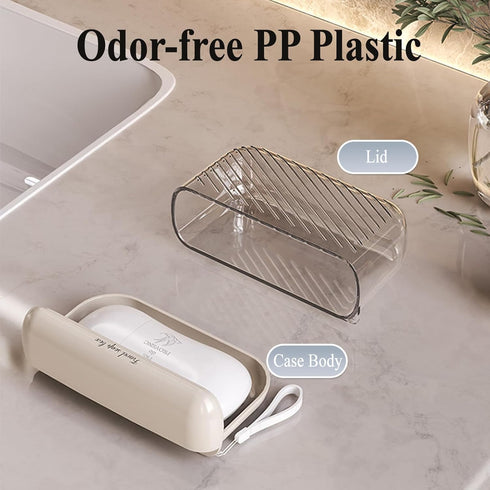 LERAO Travel Soap Case Soap Holder Bar,Soap Dish Travel Plastic Soap Dish for Shower Container(Beige)