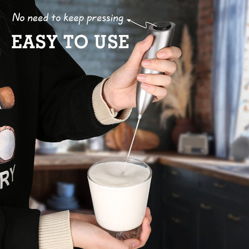 SIMPLETaste Milk Frother Handheld Electric Foam Maker | Drink Mixer with Stainless Steel Whisk and Stand