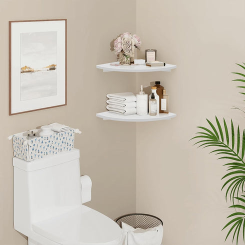 12 Set 2 Homode Corner Wall Shelf, in Wide Rounded Corner Shelf Floating, of Wooden Hanging Corner Shelves with Wire