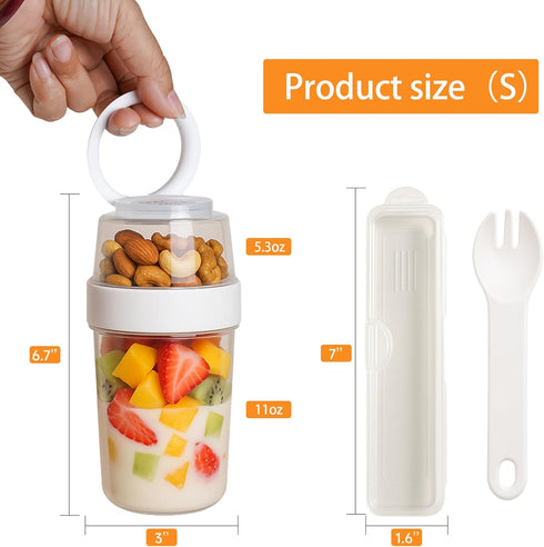 Vesalen 2-Layer 2 Pack) Reusable Parfait Cups with Lids & Spoon Leakproof Overnight Oats Containers, BPA-Free PP