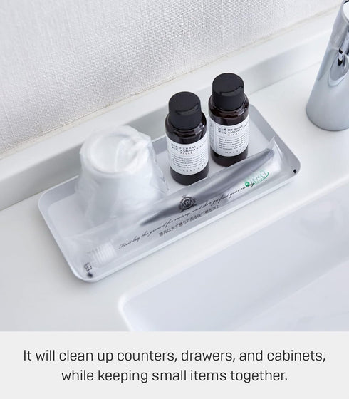 Yamazaki Home Space Saving Vanity Tray, Steel, Flat, White
