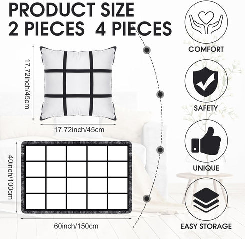 6 40 60 Inch Decor(20 9 Kinlop Pieces x Sublimation Blank Throw Blankets and Sublimation Blank Throw Pillow Cases