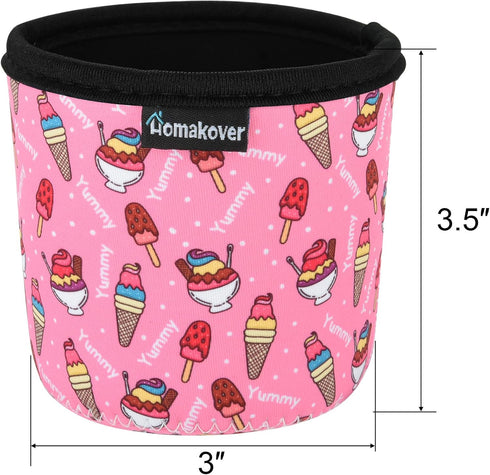 Homakover 4 Pack Ice Cream Pint Size Ice Cream Sleeves Neoprene Cover with Spoon Holder Cover (Leop+Ice cream)