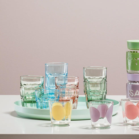 Bormioli Rocco Rock Bar 9.25 oz. Stackable Beverage Glasses, Set of 6, Mint Green