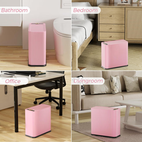13 3.5 150 Counts Bathroom Trash Can with Lid Liter/ Gallon Pink Trash Can with Pop-Up Lid Bedroom Trash Can Small