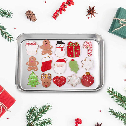 TeamFar Pure Stainless Steel Toaster Oven Pan - 7''x9.3''x1'', Heavy Duty, Dishwasher Safe
