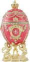 QIFU Hand Painted Pink Big Faberge Egg Style Enamel Trinket Box Hinged,