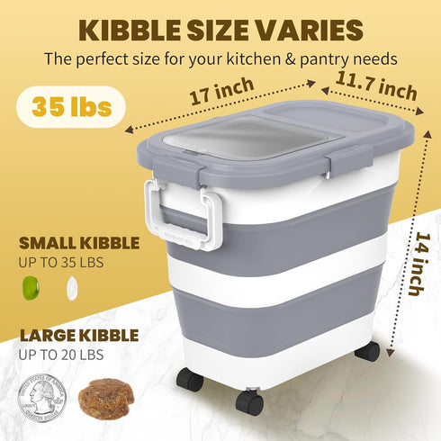 25-35Lbs HOYTAMDA Rice Container,Collapsible Airtight Food Storage Containers with Wheels,Handle,Rice Storage Container