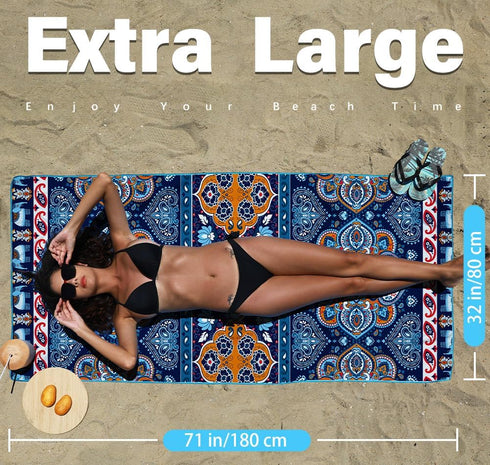 2 Pack Swimming Pack Microfiber Lightweight Beach Towel Sand Free Quick Dry Absorbent Thin Compact Towels for Pool
