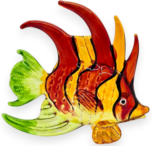 WitnyStore Tiny 3" Red Orange Green Lionfish Figurine - Miniature Hand Blown Glass Marine Animals Collectible Decor