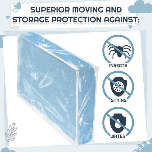 Colingmill 2 4 52. 5 28 6. 5 Inches Pcs Crib Mattress Storage Bag with Zipper Mil Clear Plastic Waterproof Crib