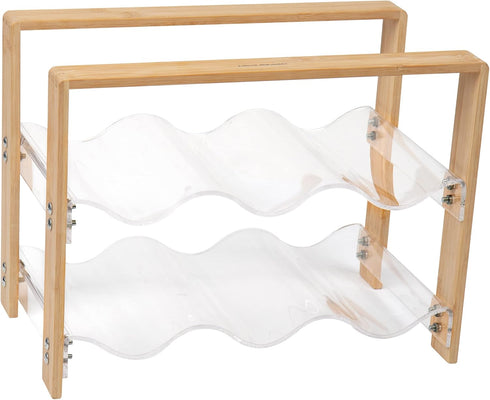 Mind Reader Wine Rack Kitchen Decor Countertop Organizer Storage Acrylic 14" L x 8" W x 10.5" H Brown