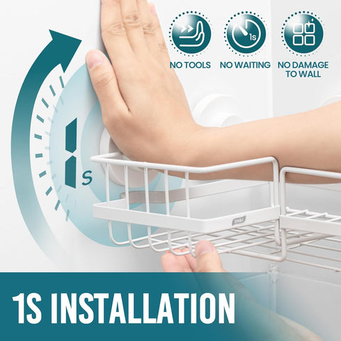 2 Pack, TAILI Corner-adaptive Suction Cup Shower Caddy Stainless Steel Rustproof Corner Shower Shelves, Drill-Free Wall