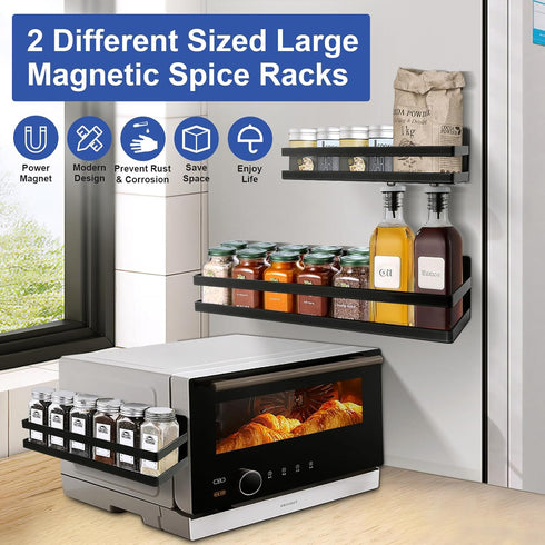 2 Pack Uten Large Magnetic Spice Rack for Refrigerator, Enhanced Magnetic Shelves, Magnetic Shelf Moveable Fridge