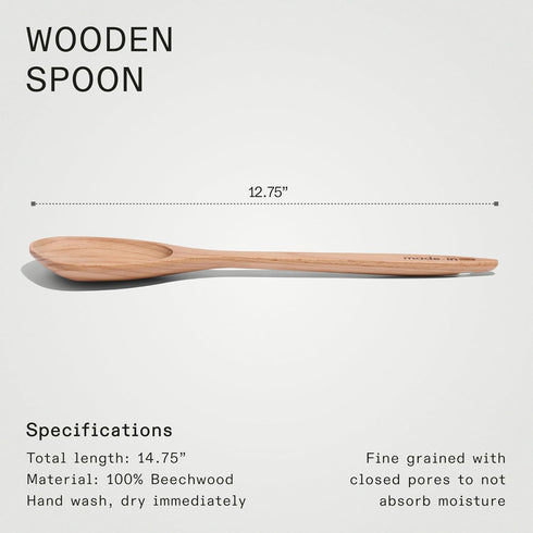 Made In Cookware - Handcrafted Wooden Spoon for Thorough Mixing and Gentle Cookware Care, Crafted in Hungary
