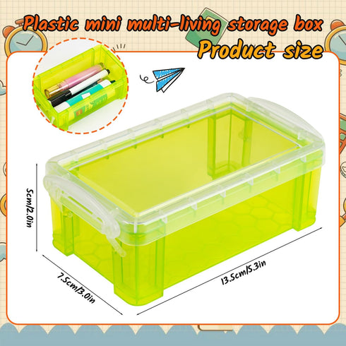 6Pack Colorful small plastic containers, 5.3" X 3.0" X 2.0" Stackable Mini Storage Box with Lid, Clear Organizer Container for Jewelry Beads Small Crafts Items Accessories Reusable & Stackab by XSMYXSY