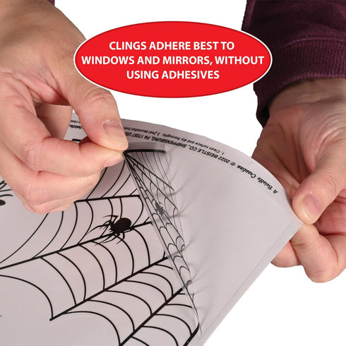 Beistle 4 Sheets (44 Pieces) Spider & Web Window Clings, Realistic Halloween Decorations for Spooking Up Your Home