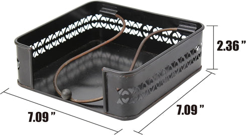 Stonebriar Industrial Black Graphite Metal Napkin Holder, Decorative Tray for Dining Table