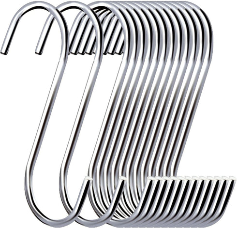 30 Pack 3.7 inch Metal S Hooks, Steel S Hooks for Hanging Plants, Kitchen Pans, Jewelry
