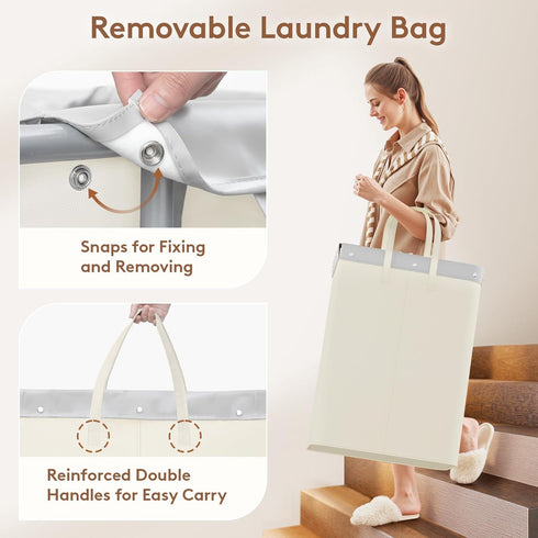 150L 2 Lifewit Large Laundry Basket with Wheels, Tall Section Laundry Hamper Organizer, Rolling Laundry Cart with Steel
