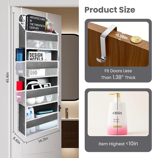 Andahoom Organizer,4 4 44lb Nursery,Closet, Ease of Assembly Over The Door Shelves & Side Pockets,Anti Tilt Hanging
